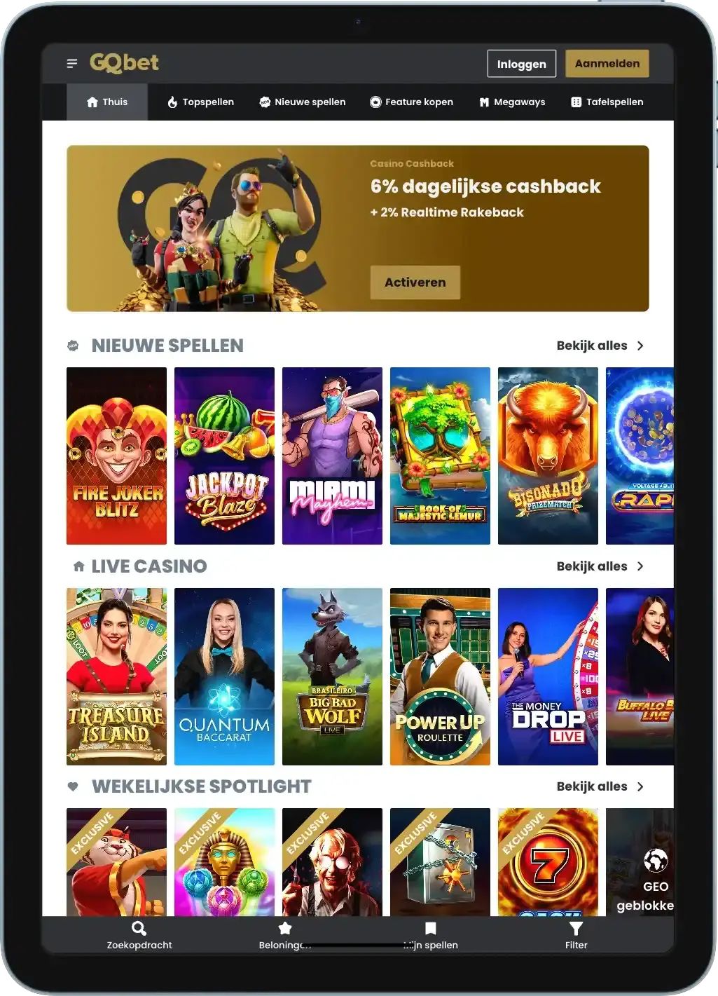 gqbet casino slots en live spellen